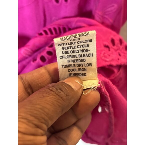 Artelier Long Sleeve Fuchsia Eyelet Blouse Womens L - Picture 9 of 10